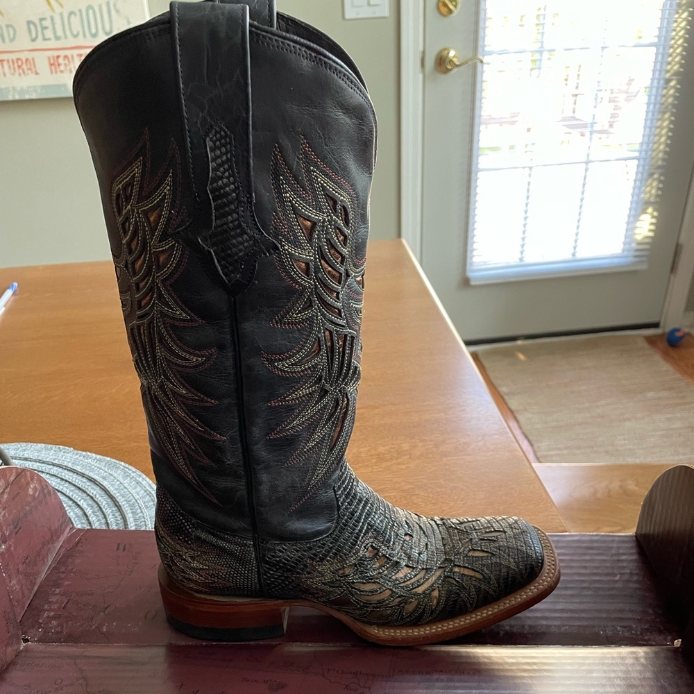 Metallic Lizard inset! Size 7.5 B. Gorgeous boots but they’re too small for me.